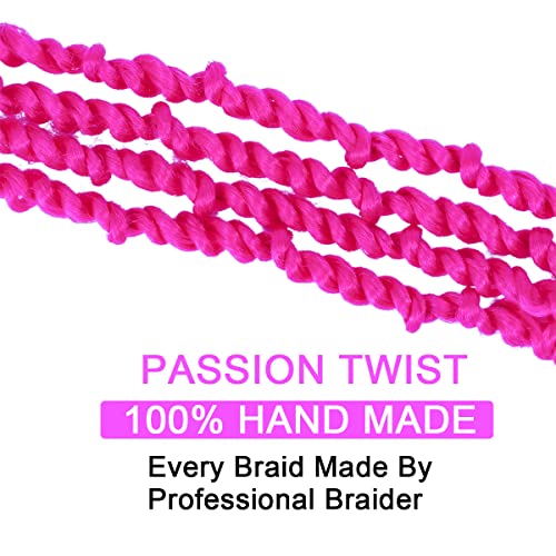 6Packs Long Pink Passion Twist Corchet Hair 32inch Pre-Looped Crochet Braids Long Pretwisted Passion Twist Braiding Hair Extensions for Women(11strands/pack, Pink#)
