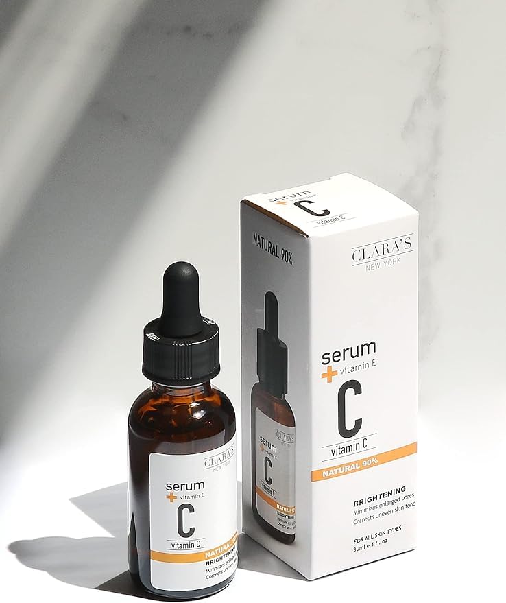 CLARA'S NEW YORK | Vitamin C Facial Serum | with Hyaluronic Acid, Ascorbic Acid, Niacinamide, Probiotics | Reduce Dark Spot, Acne, Scars |Brightening, Antioxidant, Minimize pores |30ml | Made In USA