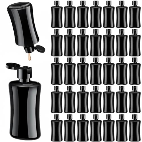 Domensi 36 Pcs Black Travel Bottles with Flip Cap Plastic Travel Size Toiletries Bottles Portable Leak Proof Squeeze Container Refillable Empty Cosmetic Containers for Liquid Shampoo Lotions (3.4 oz)