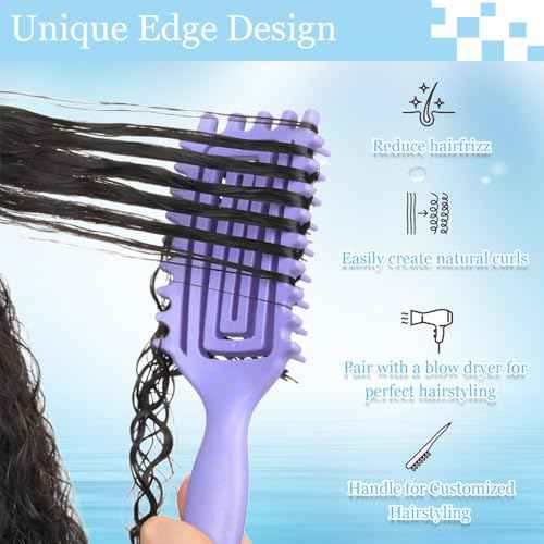 Curly Hair Brush,Curl Defining Brush plus 43 Pieces Hair Styling Comb Set(Slick Back Hair Brush,Rat Tail Comb,Edge Bristle Brush) Lightweight Vented for Combing, Shaping, Styling(Green)