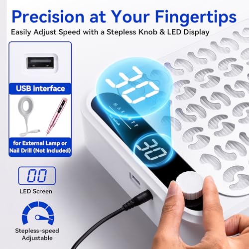 Larina Makartt Nail Dust Collector - 4200 RPM Adjustable Speed Digital Display