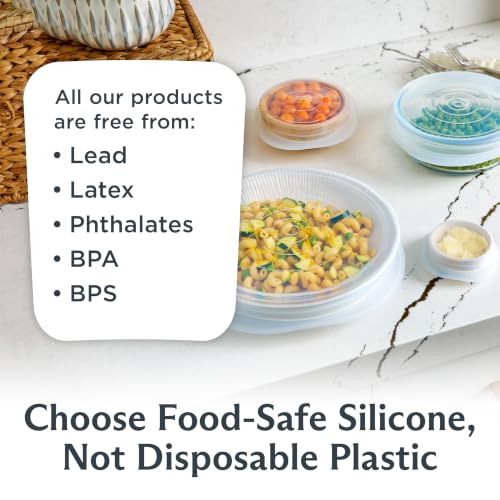 Stasher Reusable Silicone Stretch Lids 4-Pack - Variety of Sizes, Clear Food-Grade Wraps