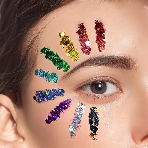 Teenitor 12-Color Body Glitter Gel – Face & Hair Makeup