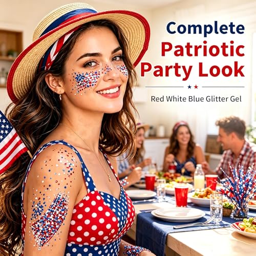 Patriotic Glitter Stick - Red White Blue Waterproof Face Body