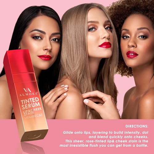 ALMOES Rose Lip Stain – Long Lasting Tint with Vitamin C & E