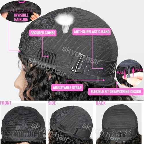 SKYDO Half Wig Human Hair 250 Density Kinky Curly Half Wigs 3 in 1 Seamless Flip Over Glueless Wigs Human Hair with Drawstring Beginner Friendly Curly Headband Wig for Women 24inch