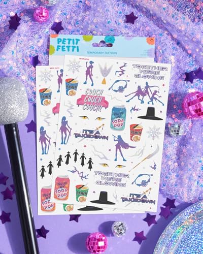 xo, Fetti Pop Star Temporary Tattoos - 68 Iridescent Foil Designs