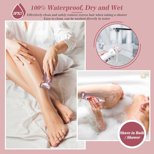 Women’s Electric Shaver for Legs Bikini Trimmer Waterproof Painless Cordless Pink - Rechargeable