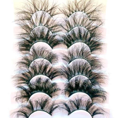 25mm False Eyelashes, Dramatic 8D Faux Mink Lashes Volume,7 styles Mixed Soft Wispy Fluffy Long Lashes for Halloween Cosplay