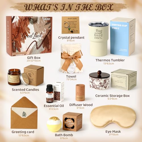 Golray Farewell Gifts for Coworkers Women Gift Box, Warm Yellow Coworker leaving Gift Box Includes Jewelry Storage Box/Thermos, Gift for Women Goodbye, Retirement, or Mother's Day, Thanksgiving