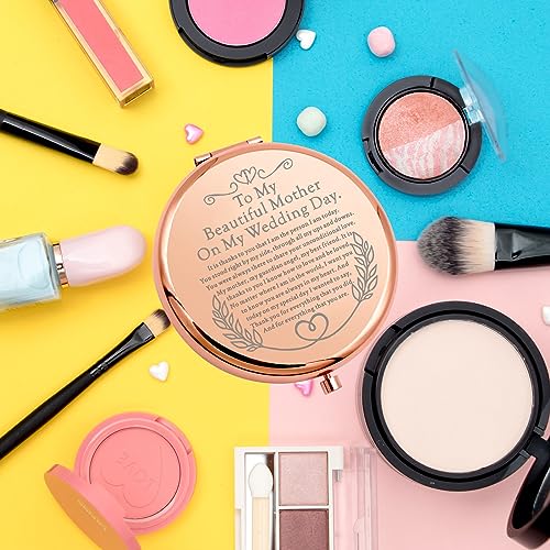 WSNANG Mother of The Bride Makeup Mirror to My Mother Compact Mirror Gifts for Mom Sentimental Gifts Wedding Keepsake Gift (to Mother Mirror)