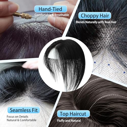 Human Hair Clip-In Bangs Topper with 360° Coverage - 10 Inch