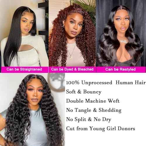 Water Wave Human Hair Bundles Wet and Wavy Bundles 100% Unprocessed Brazilian Human Hair for Black Women Double Weft 16 16 16in