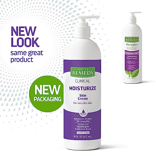Medline Remedy Clinical Skin Cream,Vanilla Scent (16 fl oz),Moisturizing Face and Body Cream for All Ages,Paraben & Sulfate Free,Quick Absorbent Formula,Hypoallergenic Skin Moisturizer,(Pack of 4)