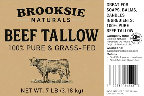 Grass Fed Beef Tallow - 7 Lb Pure for Soaps, Balms, Skincare