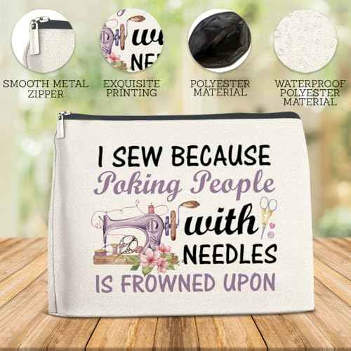 Sewing Gifts Makeup Bag, Hostess Gift for Women Mom Grandma Birthday Christmas, Quilting Gifts for Quilters Sewing Lovers Cosmetic Bag with Zipper Travel Toiletry Makeup Pouch for Purse