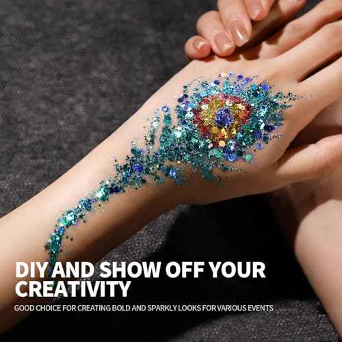 Teenitor Face Glitter Makeup Glitter, 12 Colors Face and Body Glitter Gel for Festival Makeup, Gel Hair Glitter for Face, Body, Hair, Total 120g/4.23oz