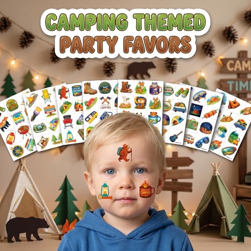 96 Camping Temporary Tattoos for Kids | Outdoor Adventure