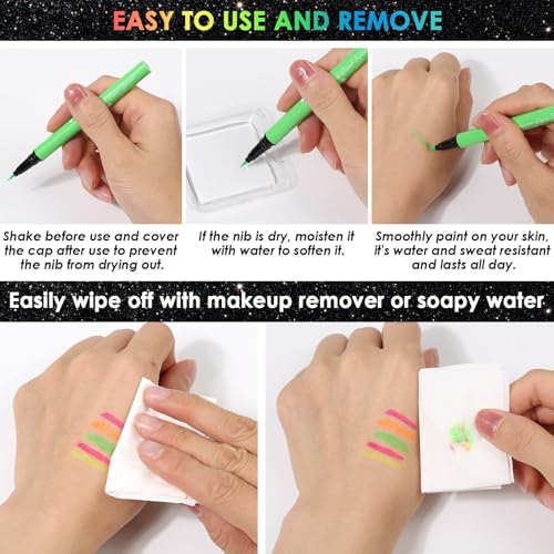 Glow in the Dark Glitter Gel & UV Eyeliner Pen Set - 18 Colors