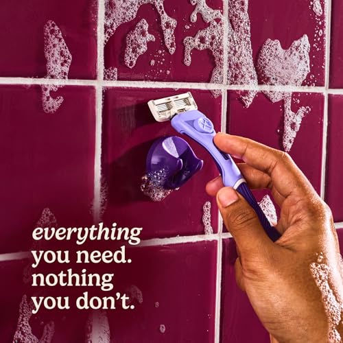 Women's 6 Blade Razor Set with Purple Grip Handle & Shower Hanger