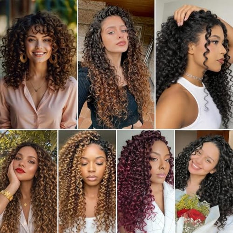 10 Inch Black Curly Crochet Hair - 8 Packs Boho Ocean Wave