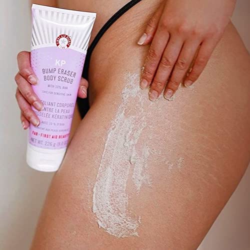 First Aid Beauty KP Bump Eraser Body Scrub Exfoliant for Keratosis Pilaris with 10% AHA – 8 oz