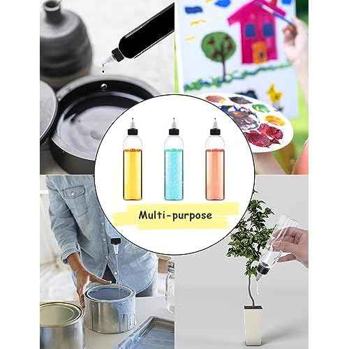 6 Pcs 8oz Plastic Squeeze Bottles with Twist Top Cap, 250ml Clear Dispensing Bottles, Empty Squirt Bottle for Liquids, Sauces, Arts, Crafts, Travel