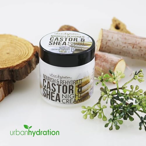 Urban Hydration Nourish and Rehydrate Castor and Shea Night Cream | Helps with Acne, Detoxes, Refreshes and Smooths Skin Overnight, Anti-Aging Benefits For All Skin Types | 2 Fl Ounces