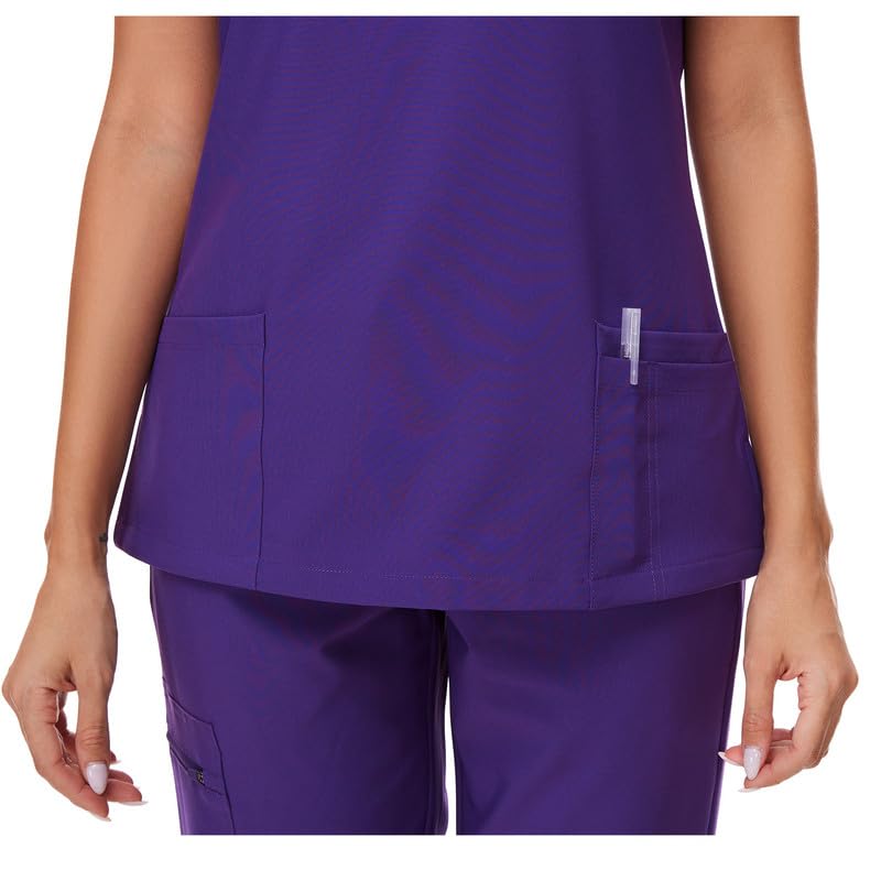 COZYFIT Scrubs for Women Set - Stretch V-Neck Scrub Top & Jogger Pant with 8 Pockets, Yoga Waistband, Anti Wrinkle, Slim Fit Women Scrubs