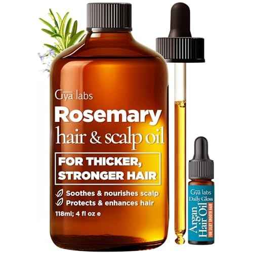 Gya Labs Rosemary & Castor Hair Oil - 4 Fl Oz - for Scalp Health, Strengthens & Protection from Damage