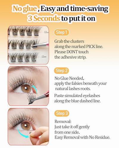 Self-Adhesive Lash Clusters - No Glue Needed, 120pc