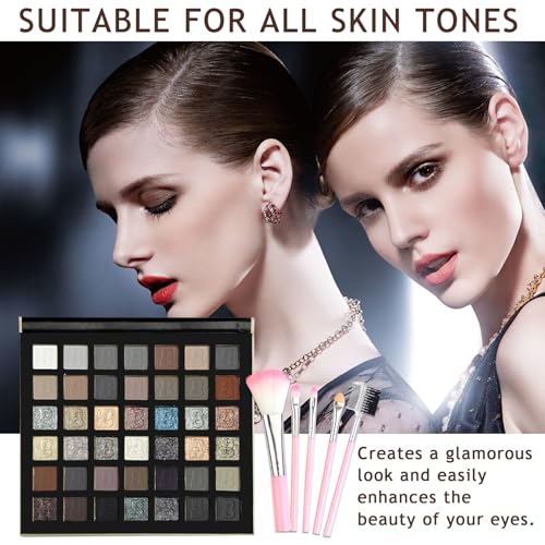 42-Color Smokey Eyeshadow Palette with Brush - Matte & Shimmer
