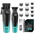VGR Hair Clipper & Trimmer Combo Set, Cordless Barber Kit with LED Display