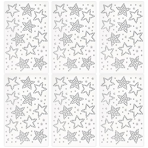 Silver Star Face Gems Rhinestone Tattoo Stickers - 6 Sheets