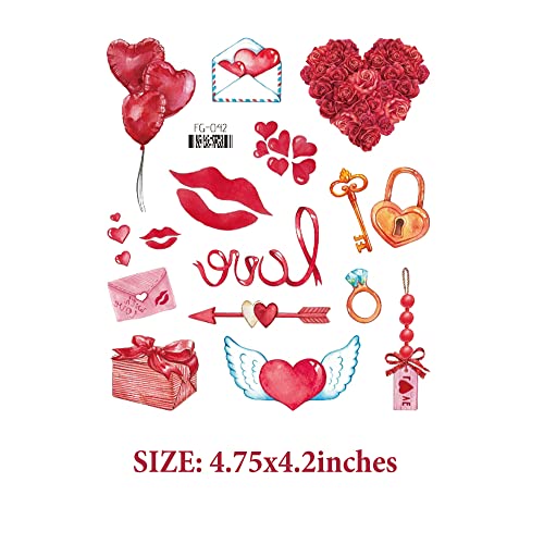 Valentine's Day Temporary Tattoos Set - 6 Styles for Couples