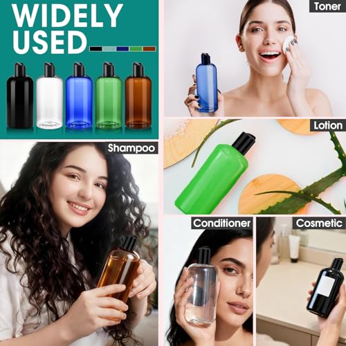 3Pcs 8 oz Clear Plastic Squeeze Bottles with Disc Top Caps
