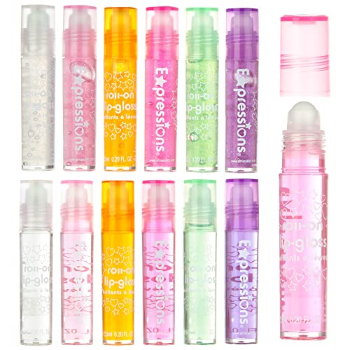 12pc Roll-On Lip Gloss Set for Kids – Fruity Flavors, Non-Toxic