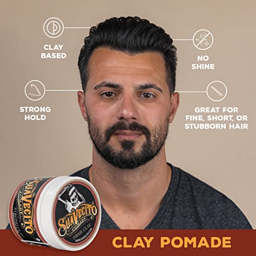 Suavecito Pomade Firme Clay - Strong Hold Matte Finish, 5 oz