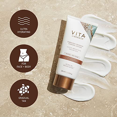 Vita Liberata Fabulous Gradual Tanning Lotion - Buildable Formula, Sun-Kissed Tan, Untinted For Minimal Transfer, Lasting Finish, Formulated with Hyaluronic Acid, 6.76 fl oz