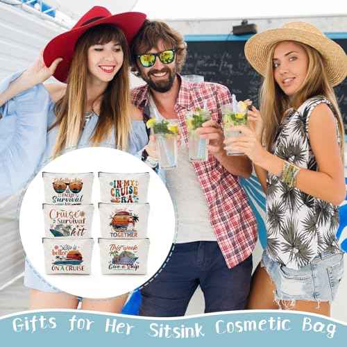 Cruise Essential Gifts for Women - 6 Pcs Waterproof Cruise Gift Exchange Ideas Cosmetic Bag Pouch, Life Is Better Cruise Gifts Alaska Souvenir Must Haves