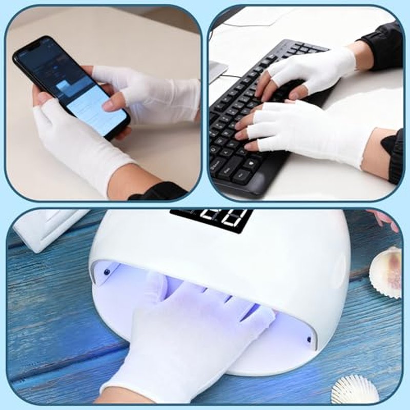 12 Pairs White Fingerless Cotton Moisturizing Gloves for Dry Hands