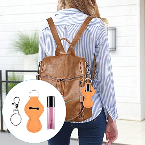 Duufin 20 Pieces Chapstick Holder Keychains with 20 Pieces Metal Clip Cords for Chapstick Tracker and Safeguard