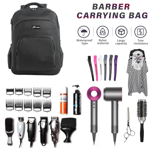 TORIBIO Black Barber Supplies Backpack with USB Port - Large Capacity, Professional Tool Bag for Men