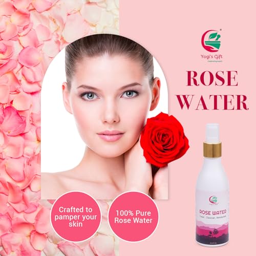 100% Pure Rose Water 6.5 fl oz | for Face & Hair | Alcohol Free & Artificial Coloring Free | by Yogi's Gift¢ç