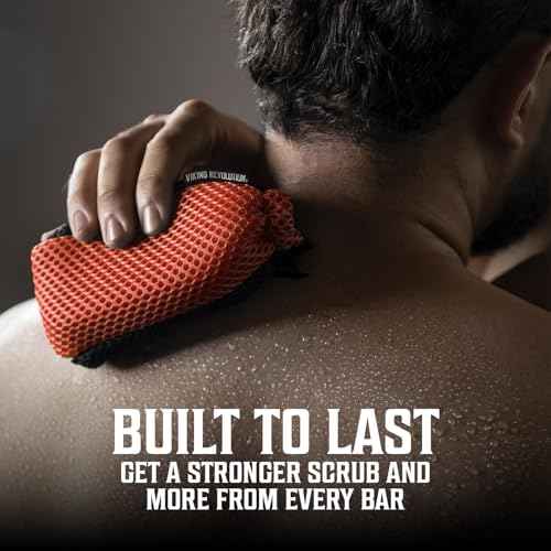 Viking Revolution Soap Bag with Drawstring - Mesh Soap Savers for Bars - Red Mesh Exfoliating Body Scrubber - Creates Rich Lather, Hang to Dry, Ready for the Next Scrub (5.9"x3.7", 1 Piece)