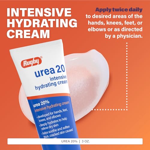 Rugby Urea 20% Intensive Hydrating Cream - 3 Oz for Dry Skin Relief