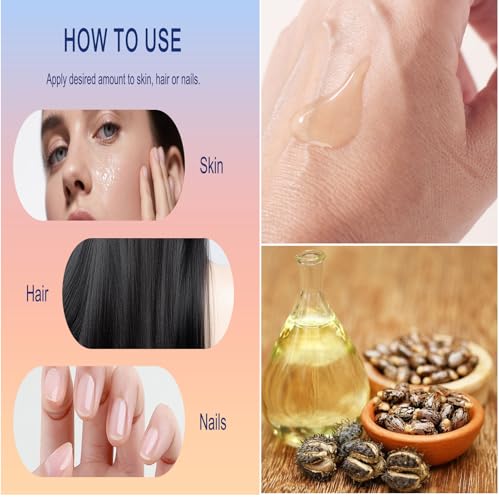 Organic Castor Oil with Rose Quartz Roller for Face & Body - 1.7 Fl Oz