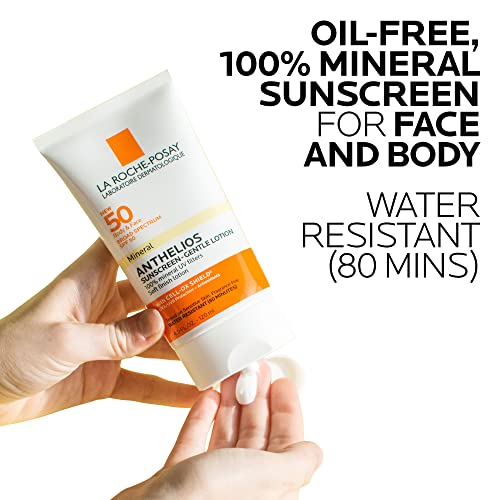 La Roche-Posay Anthelios Mineral Sunscreen SPF 50 Gentle Lotion | Broad Spectrum SPF + Antioxidants | Face & Body Sunscreen | Titanium Dioxide & Zinc Oxide Sunscreen | Oxybenzone Free | Oil Free