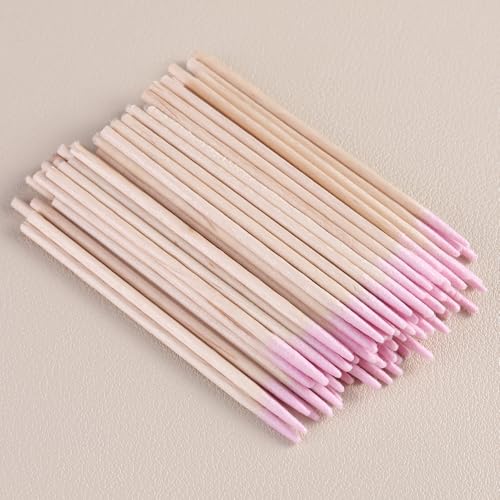 Pink Precision Tip Cotton Swabs 200PCS with Wooden Sticks for Nail Art & Makeup