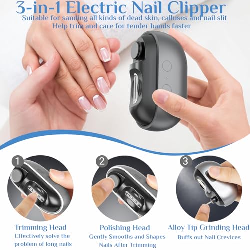 Electric Nail Clipper for Seniors & Kids, 2-Speed with LED Light